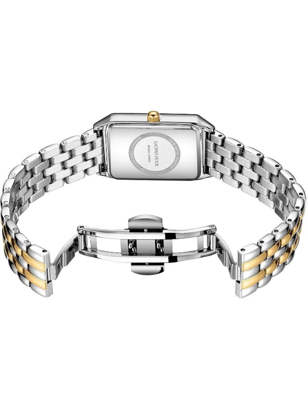 Women's Silver Gold Vintage Rectangular Case Stainless Steel Band Wrist Watches - Picture 3 of 6